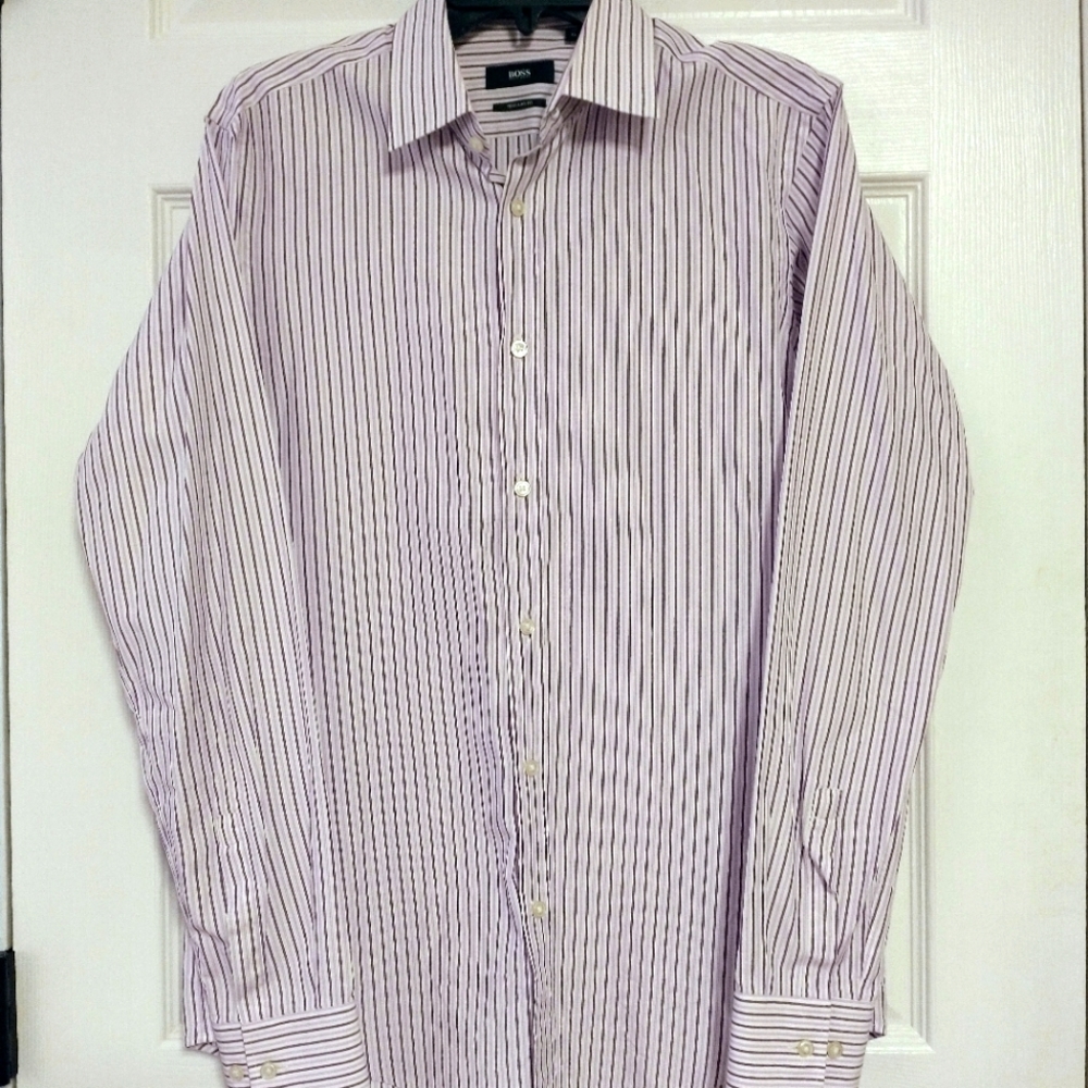 BOSS Hugo Boss Striped Long Sleeve Dress Shirt